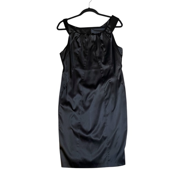 Jackie Jon Dresses & Skirts - JACKIE JON  NY Black Stretch Satin Sheath Dress Lined Rhinestone Buttons Sz 8